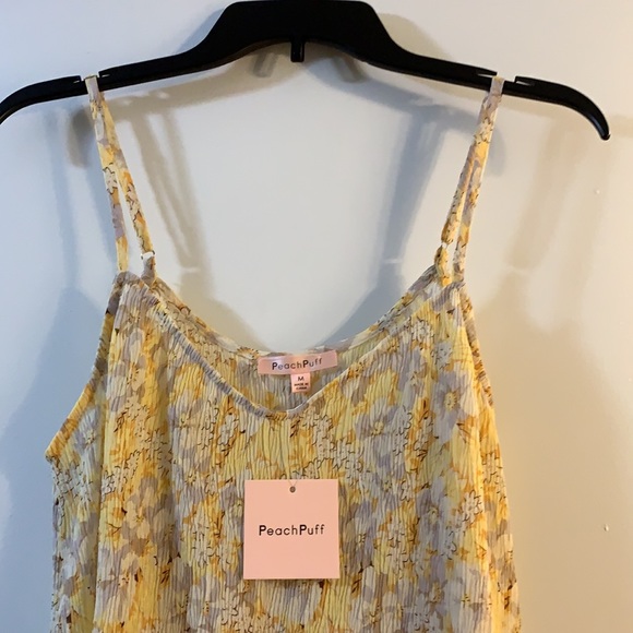 NWT Peach Puff Cropped Yellow/Tan Summer Blouse - Picture 2 of 6